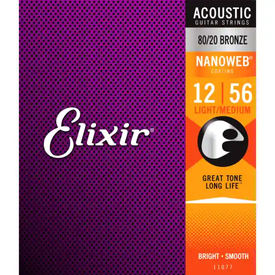 Elixir 11077 - Jeu de Cordes acoustiques Nanoweb 12-56 Marque