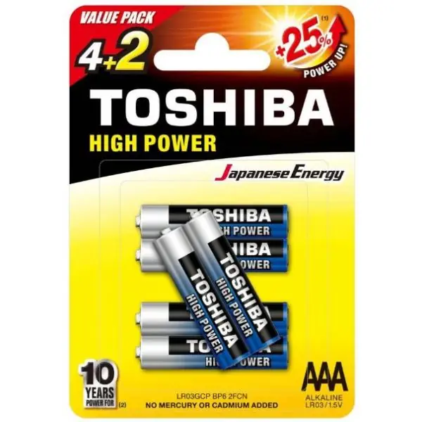 ToshibaPile LR03 AAA (Lot de 6) Satisfait Ou Remboursé