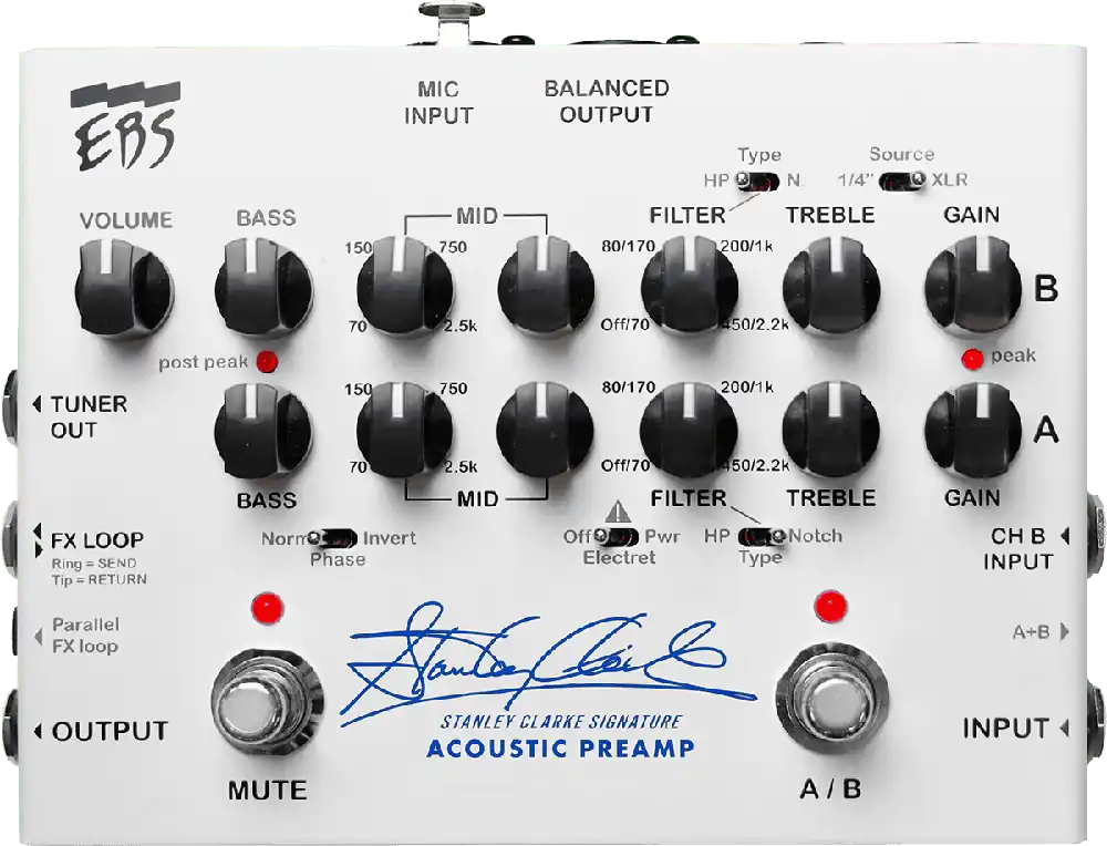 Certifié EBS STANLEY-PREAMP Stanley Clarke préampli acoustique - 2 canaux