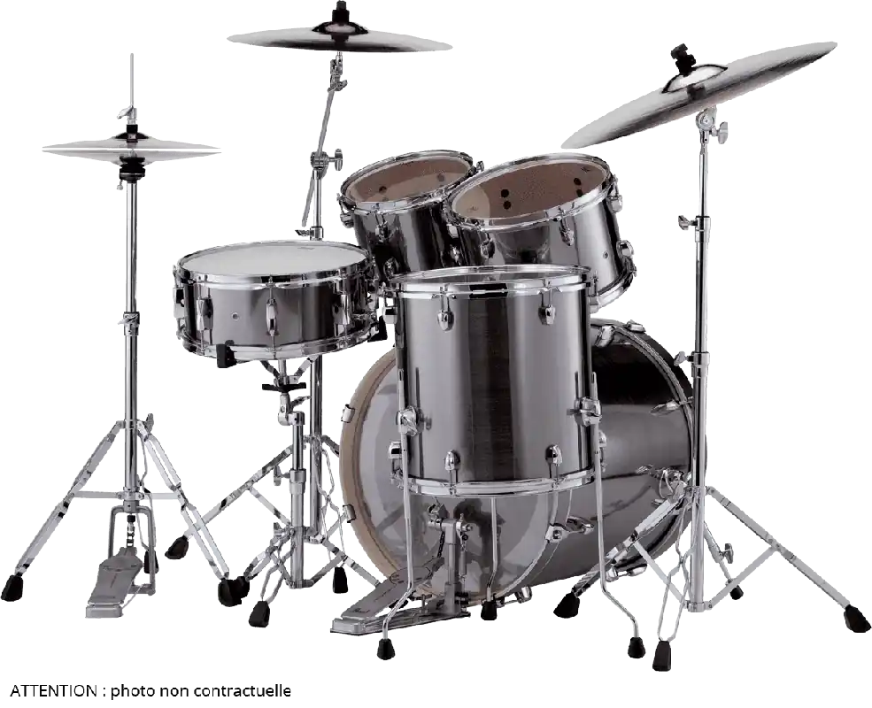 Paiement Sécurisé Pearl Drums Export Fusion 20‘‘ - 5 fûts - Smokey Chrome / Pack Sabian SBR 3 cymbales
