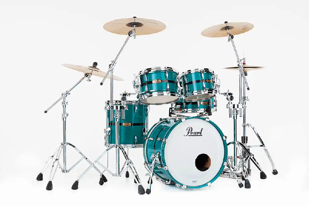 Pearl Drums MASTER MAPLE PURE Fusion 20‘‘ 4 fûts - GyroLock-L Custom Aqua Turquoise Stripe Offre Limitée