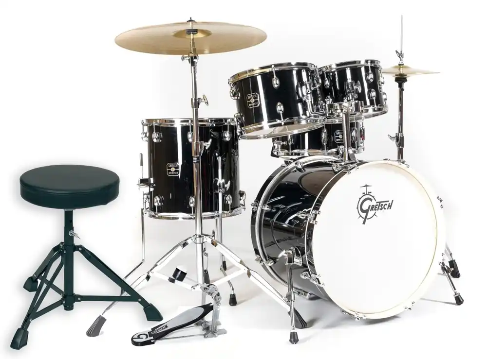 Populaire Gretsch Drums Energy 20‘‘/5pcs, 2 Cymbales Noir
