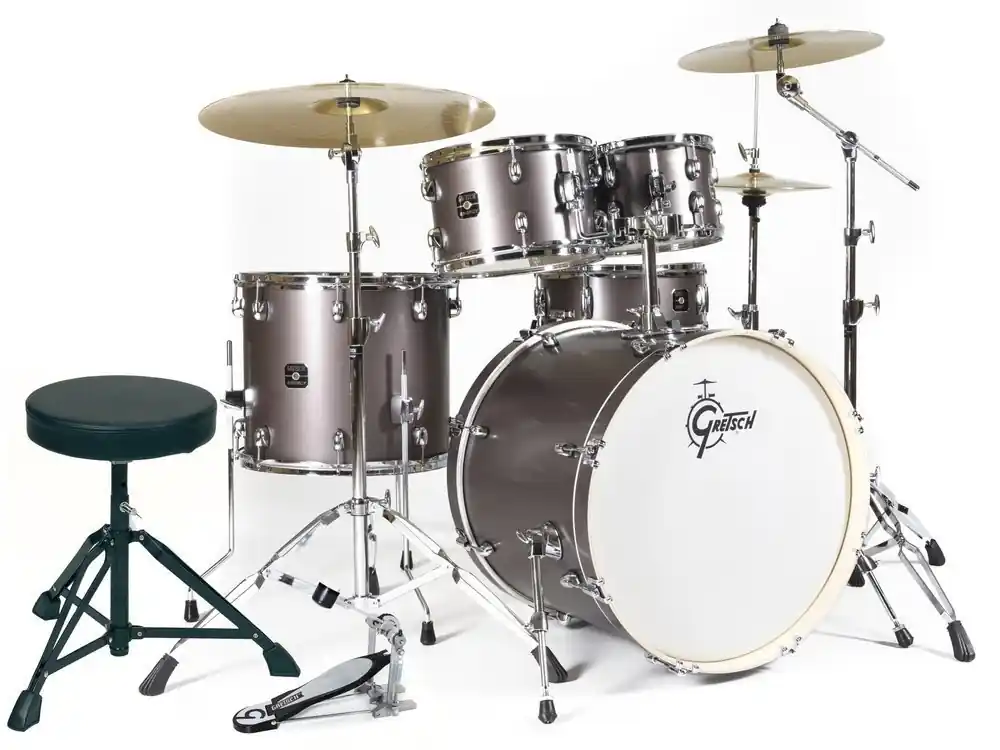 Authentique Gretsch Drums Energy 22‘‘/5pcs, 3 Cymbales Gris Argent