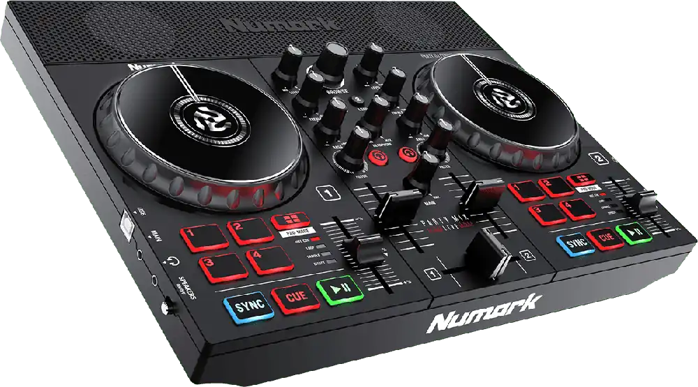 Top Vente Numark PARTYMIXLIVE 2 voies, 8 pads, carte son, lumières, moniteurs