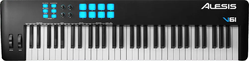 Promotion Saisonnière Alesis CLAVIER MAITRE USB MIDI 61 notes 8 pads