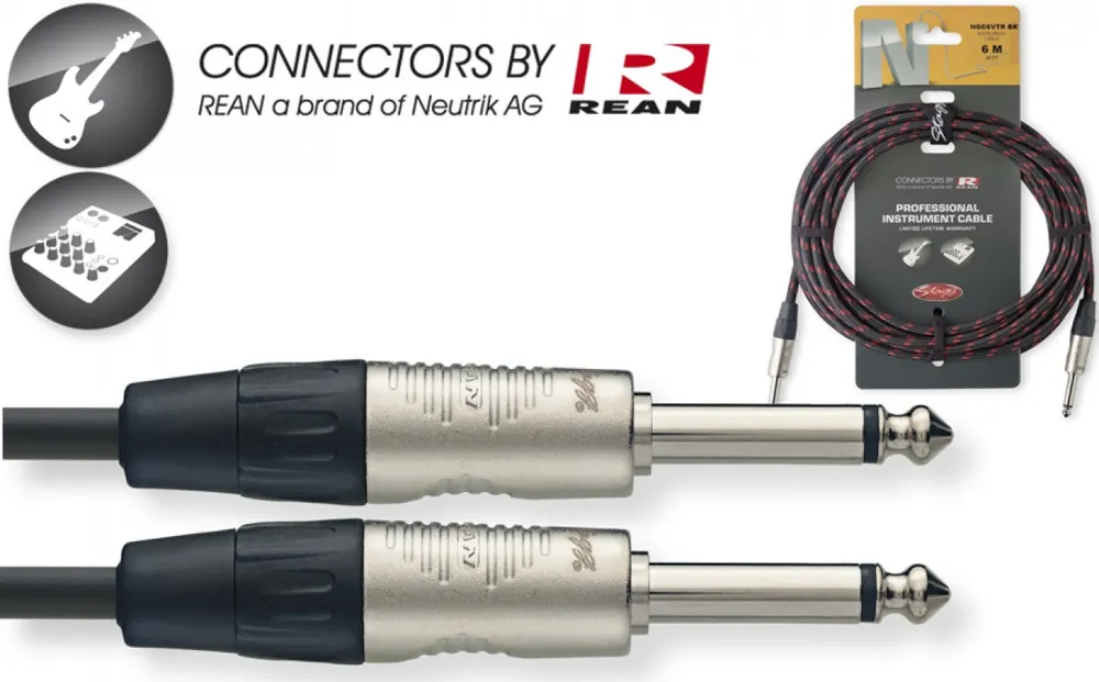 Vente Directe Stagg NGC6VTR BK > Cable Jack/Jack Vintage Tweed Noir > 6 metres