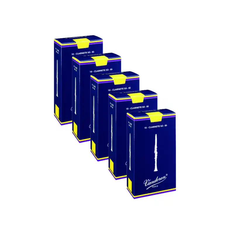 Vandoren CR1025-50 - 5 x Boites anches clarinette Sib Vandoren Traditionnel - Force 2.5 Prix Promo