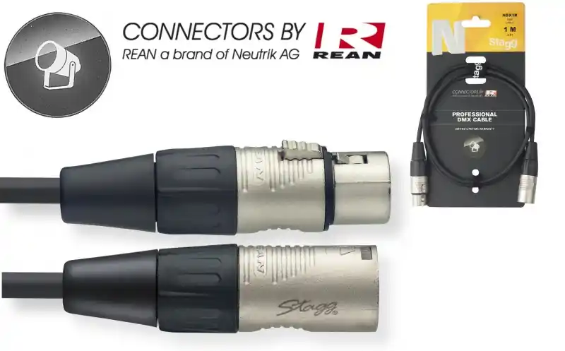 Bon Marché Stagg NDX1R > Câble DMX XLR F / XLR M 110 Ohm > 1 mètres
