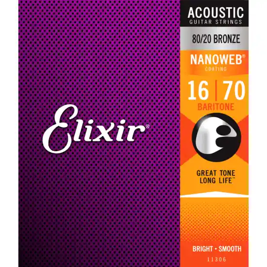 Elixir 11306 - Jeu de Cordes Guitare Acoustique Bariton 16-70 Réduction