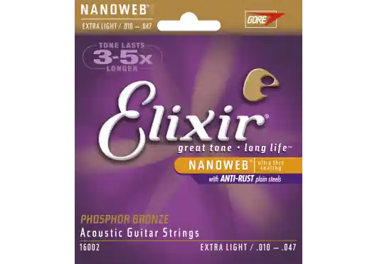 Elixir 16002 - Jeu de Cordes Guitare Acoustique Extra Light 10-47 Bon Marché
