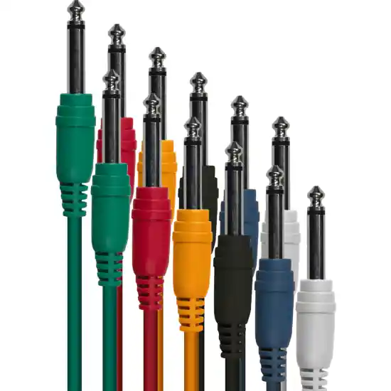 Nouvelle Collection Yellow Cable P090-6 - Cable Audio Cordons Jack Mono Mâle/Jack Mono Mâle 90cm Par 6