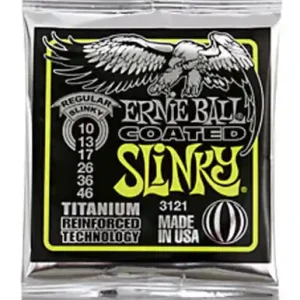 Ernie Ball EP03121 Cordes guitare électrique Titanium Coated Regular 10-46 Retour Gratuit
