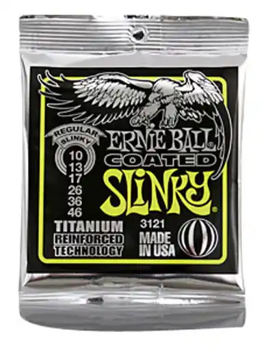 Ernie Ball EP03121 Cordes guitare électrique Titanium Coated Regular 10-46 Retour Gratuit