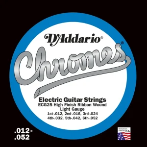 Must-Have D‘Addario Cordes guitare électrique filée plat 12-52 CHROMES