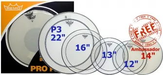 Remo PP-0270-PS > Pack peaux Pinstripe > 12x13x16x22 14 pouces Offre Spéciale