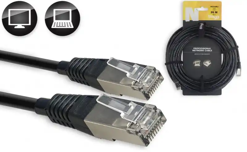 DISCONTINUE Stagg NCC20RJ - Câble Ordinateur Ethernet RJ45 / RJ45 - 20M Quantité Limitée
