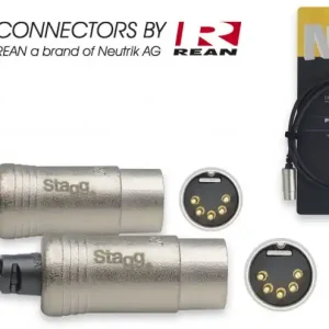 Authentique Stagg NMD1R - Câble Midi Din5 Mal / Din5 Mal - 1M