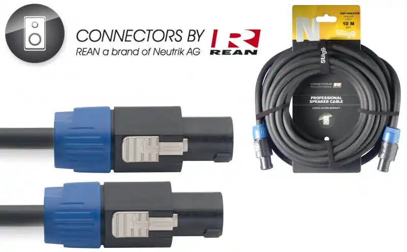DISCONTINUE Stagg NSP10SS25CR - Câble Haut-Parleur Rean 2,5 Speakon / Speakon 4P/4F - 10M Dernier Modèle