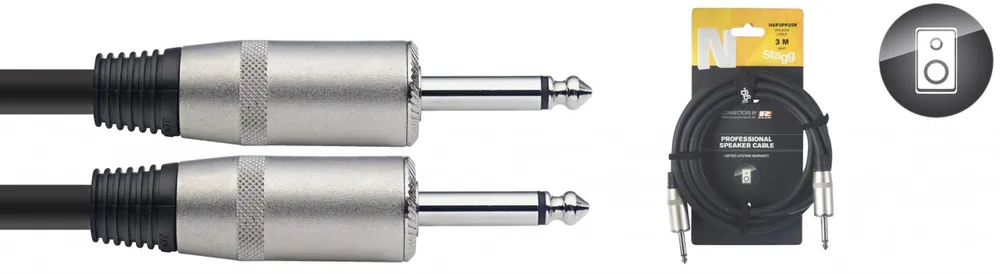 DISCONTINUE Stagg NSP3PP25R - Câble Haut-Parleur Rean Jack / Jack - 2,5M Jusqu'à Épuisement Des Stocks