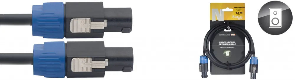 Meilleur Prix Stagg NSP3SS15BR - Câble Haut-Parleur Rean Speakon / Speakon 4P/2F - 3M