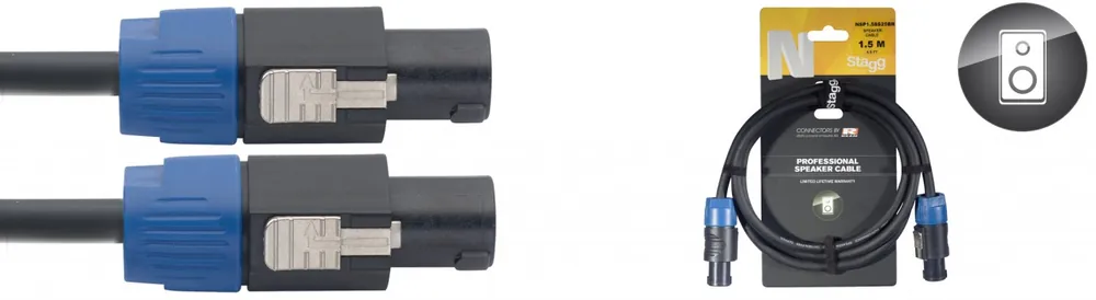 DISCONTINUE Stagg NSP6SS25BR - Câble Haut-Parleur Rean 2,5 Speakon / Speakon 4P/2F - 6M Livraison Express