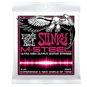 Ernie Ball 2923 Cordes guitare électriques M-Steel super-slinky 9-42 Quantité Limitée