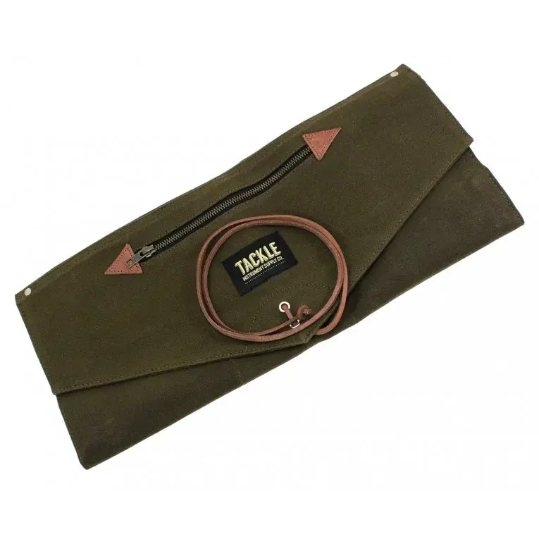 Pas Cher Housse Baguettes Tackle Instrument Rool Up - Waxed Canvas - Green
