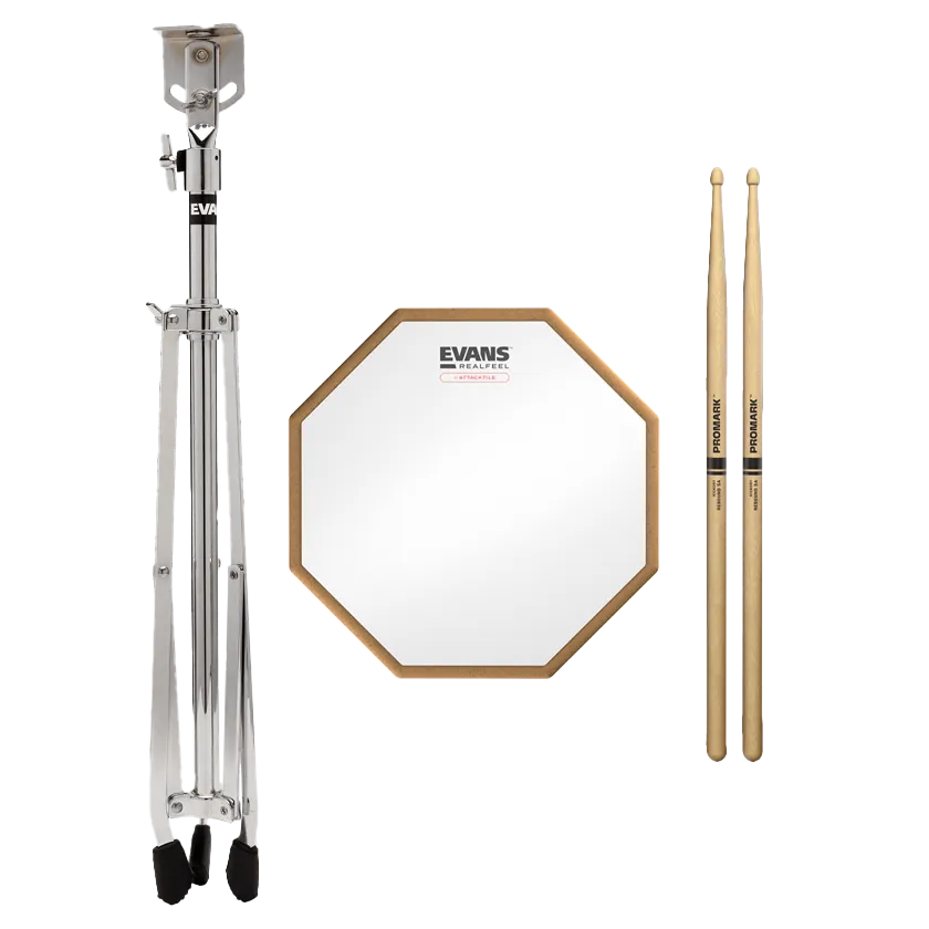 Prix Réduit Pack Practice Pad Evans Realfeel 10" Attacktile + Stand + Baguettes