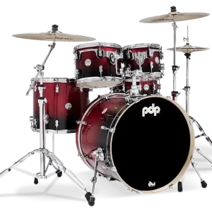 Vente Flash PDP Concept Maple Batterie 22"/5pcs Red/Black Fade Lacquer