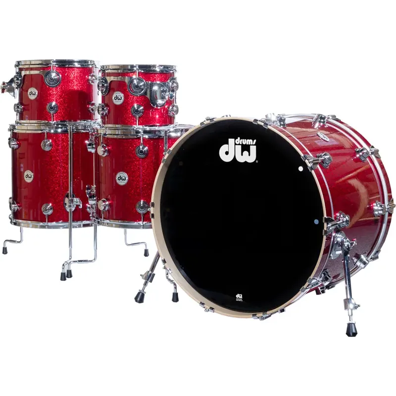 Certifié DW Collector‘s Sonicply Batterie 22"/5pcs Finish Ply Ruby Glass