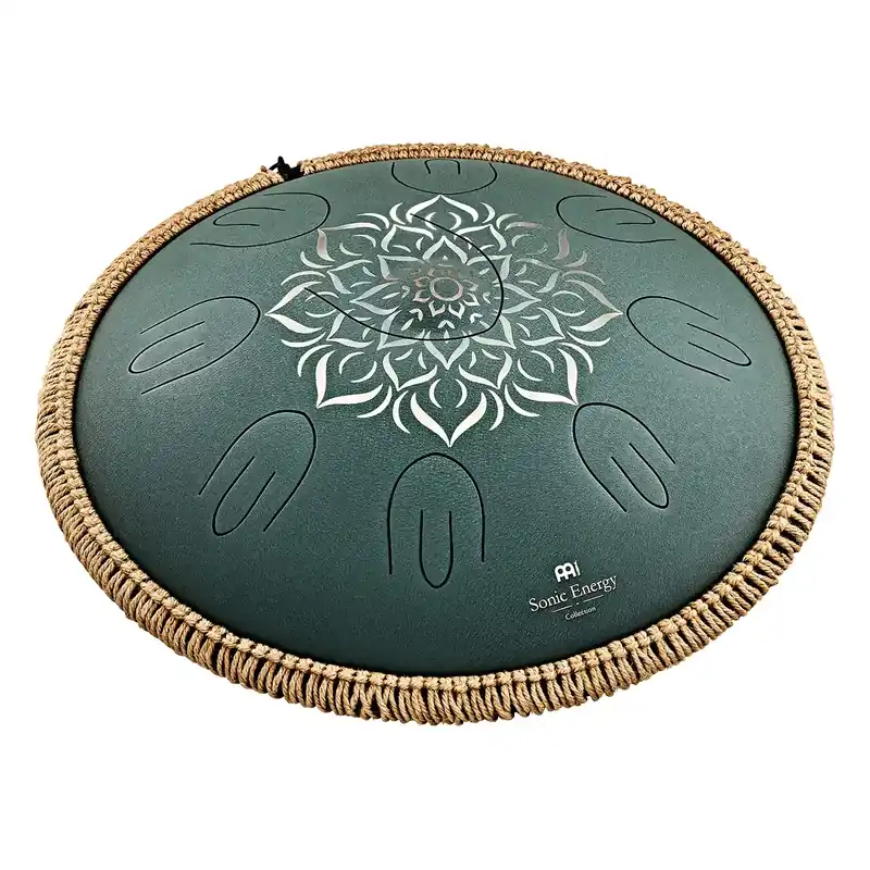MEINL SONIC ENERGY OSTD3DGE Octave Tongue Drum Steel F Major Dark Green Engraved floral design Authentique
