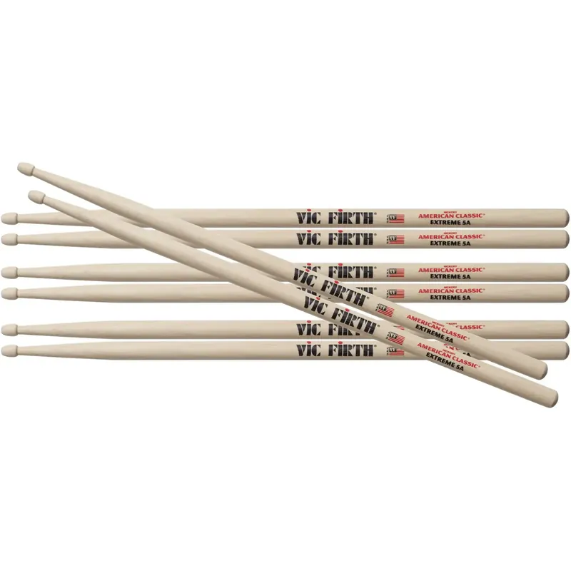 VIC FIRTH Pack Baguettes Extreme 5A 3 Paires & 1 Paire Extreme 5A Offerte Produit De Marque