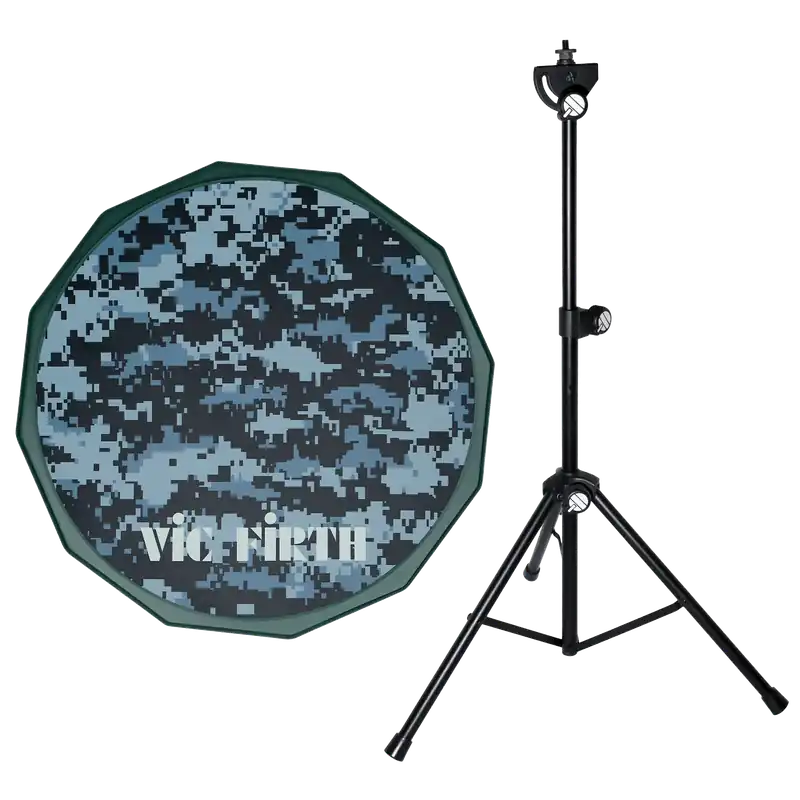VIC FIRTH Pack Pad d‘Entrainement 6" Camouflage avec Pied de Pad Commander Vite