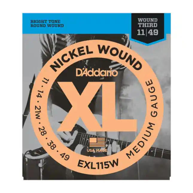 D‘Addario NICKEL Medium/Blues-Jazz Rock, 3ème corde avec filet, 11-49 Nouvelle Collection