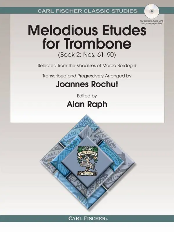 Carl Fischer Melodious Etudes for Trombone, Book 2 Nos. 61 - 90 - Bordogni/Rochut/Raph - Book/CD Produit De Marque