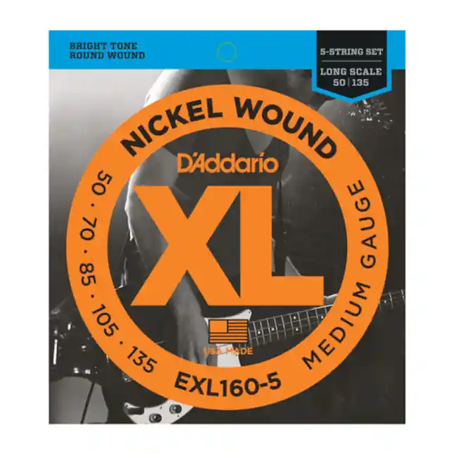 D‘Addario Cordes en nickel pour basse 5 cordes D‘Addario EXL160-5, Medium, 50-135, cordes longues Super Prix