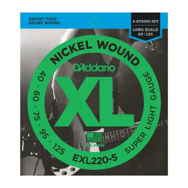 Bon Plan D‘Addario Cordes en nickel pour basse 5 cordes D‘Addario EXL220-5, Super Light, 40-125, cordes longues