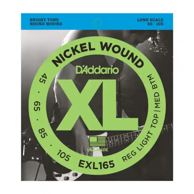 D‘Addario NICKEL pour basse D‘Addario EXL165, Custom Light, 45-105, cordes longues Expédié Aujourd'hui