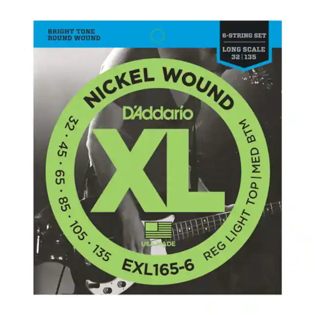 Expédié Aujourd'hui D‘Addario nickel pour basse 6 cordes D‘Addario EXL165-6, Custom Light, 32-135, cordes longues