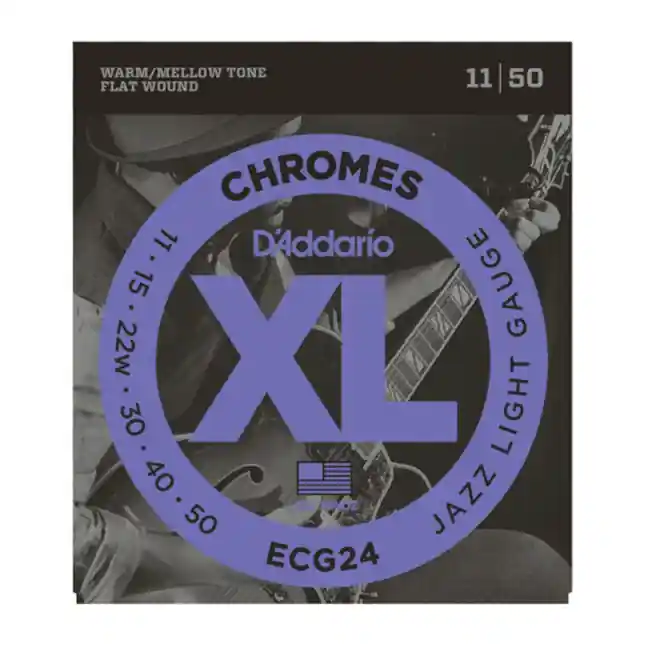 Meilleure Vente D‘Addario Cordes à filet plat pour guitare électrique D‘Addario Chromes ECG24, Jazz Light, 11-50