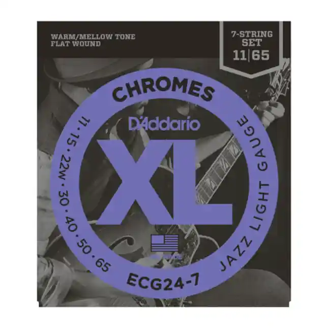 Acheter Direct D‘Addario Cordes à filet plat pour guitare électrique 7 cordes D‘Addario Chromes ECG24-7, Jazz Light, 11-65