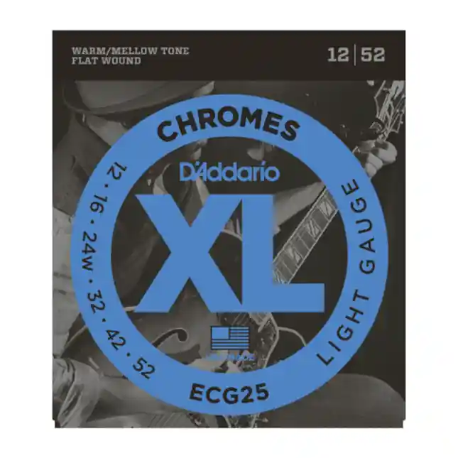 Acheter Direct D‘Addario Cordes à filet plat pour guitare électrique D‘Addario Chromes ECG25, Light, 12-52