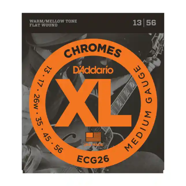 D‘Addario Cordes à filet plat pour guitare électrique D‘Addario Chromes ECG26, Medium, 13-56 Offre Exclusive