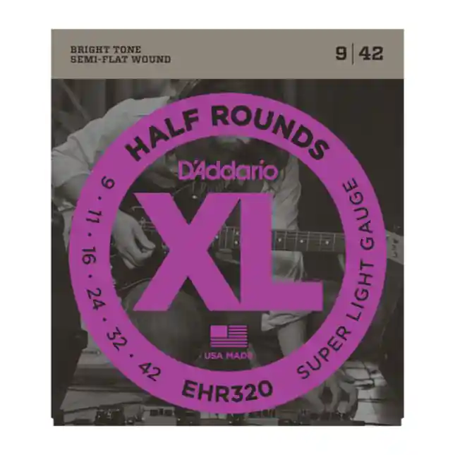 D‘Addario Cordes à filet demi-rond pour guitare électrique D‘Addario EHR320, Super Light, 9-42 Top Vente
