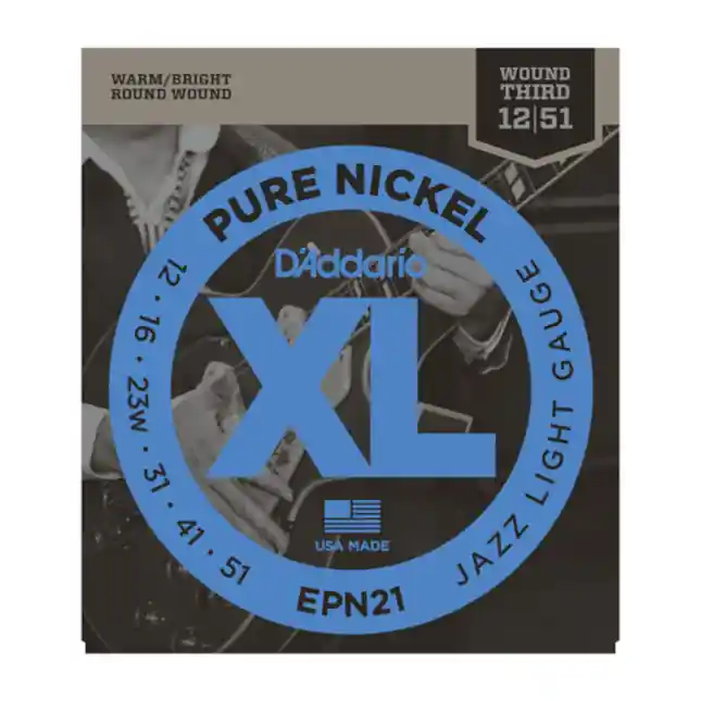 Expédition Rapide D‘Addario Cordes en nickel pur D‘Addario EPN21, Jazz Light, 12-52