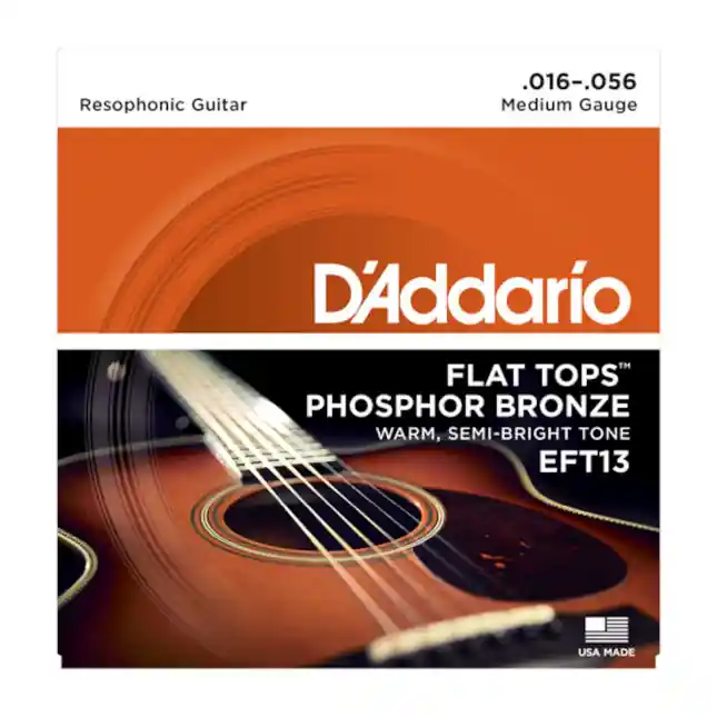 Promotion D‘Addario PHOSPHOR BRONZE filet supérieur plat guitare à résonateur, 16-56
