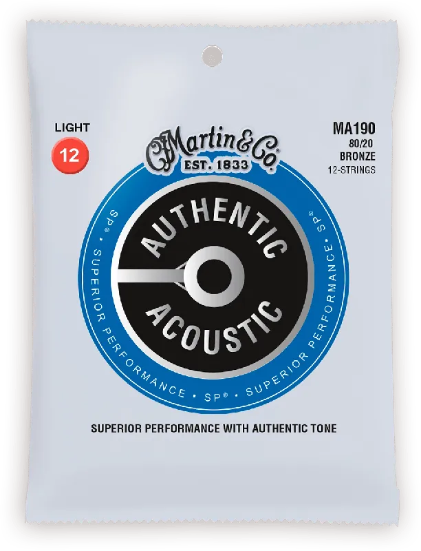 Prix Réduit Martin & Co CORDES BRONZE Authentic, 12 cordes, Light, 80/20 - 12-54