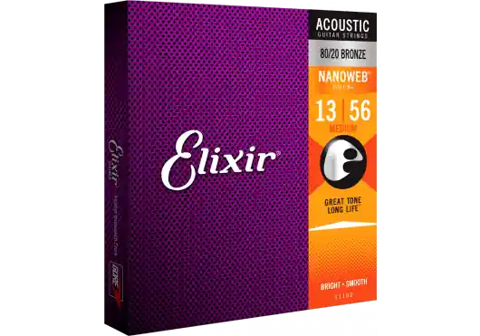 Elixir NANOWEB PHOSPHOR BRONZE MEDIUM 13/56 Bon Marché
