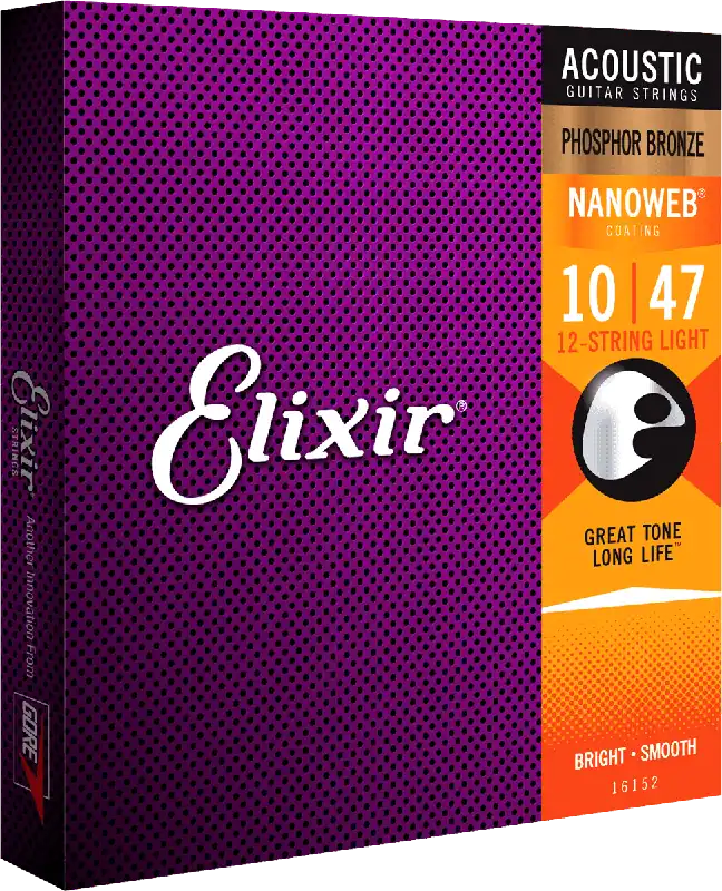 Elixir 16152 Nanoweb Phosphor 12 cordes Light 10-47 Vente Flash