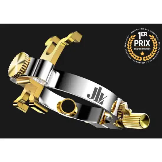 JLV SOUND - Ligature JLV plaquée Platine et Or pour bec métal saxophone Ténor Prix Cassé